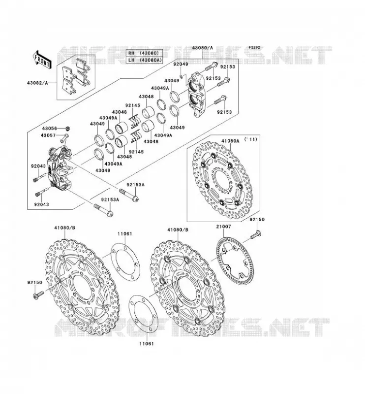 FREIN AVANT Kawasaki MOTOS 1400 2012 1400GTR ABS  ZG1400CCF