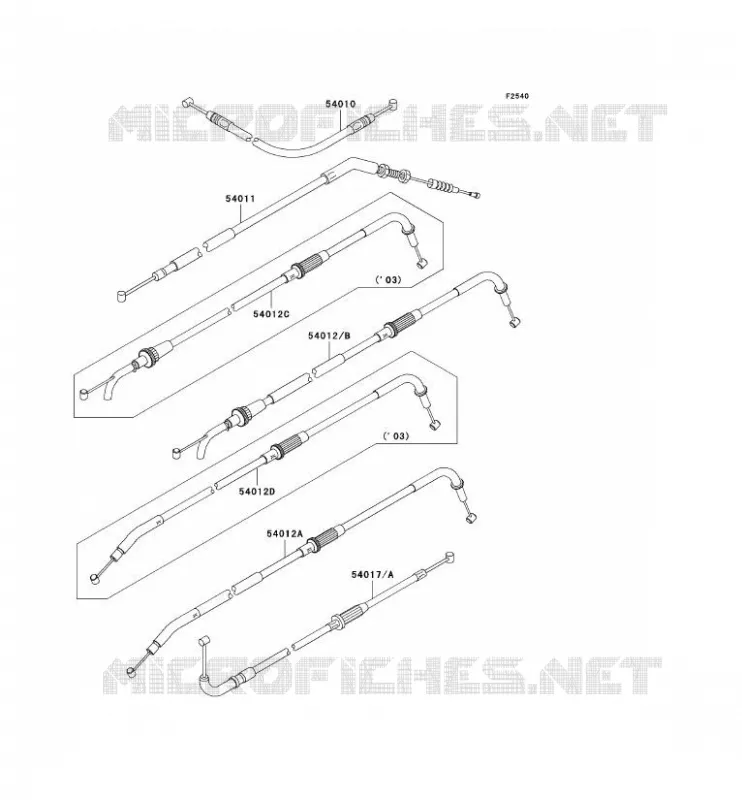 CABLES Kawasaki MOTOS 1000 2003 Z1000  ZR1000-A1