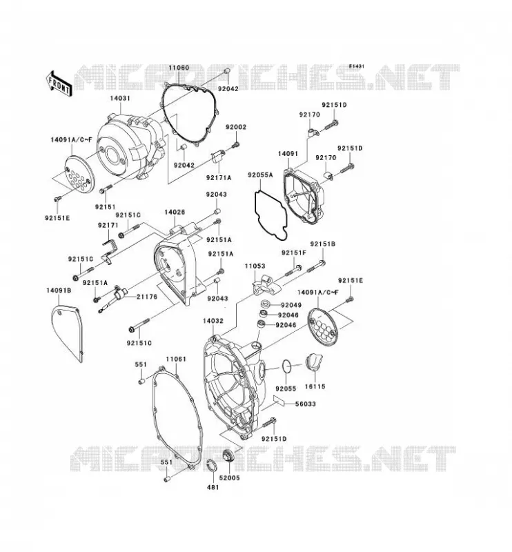 COUVERCLES MOTEUR Kawasaki MOTOS 1000 2003 Z1000  ZR1000-A1