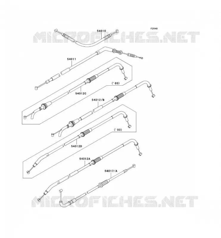 CABLES Kawasaki MOTOS 1000 2004 Z1000  ZR1000-A2
