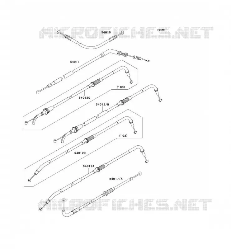 CABLES Kawasaki MOTOS 1000 2004 Z1000  ZR1000-A2H