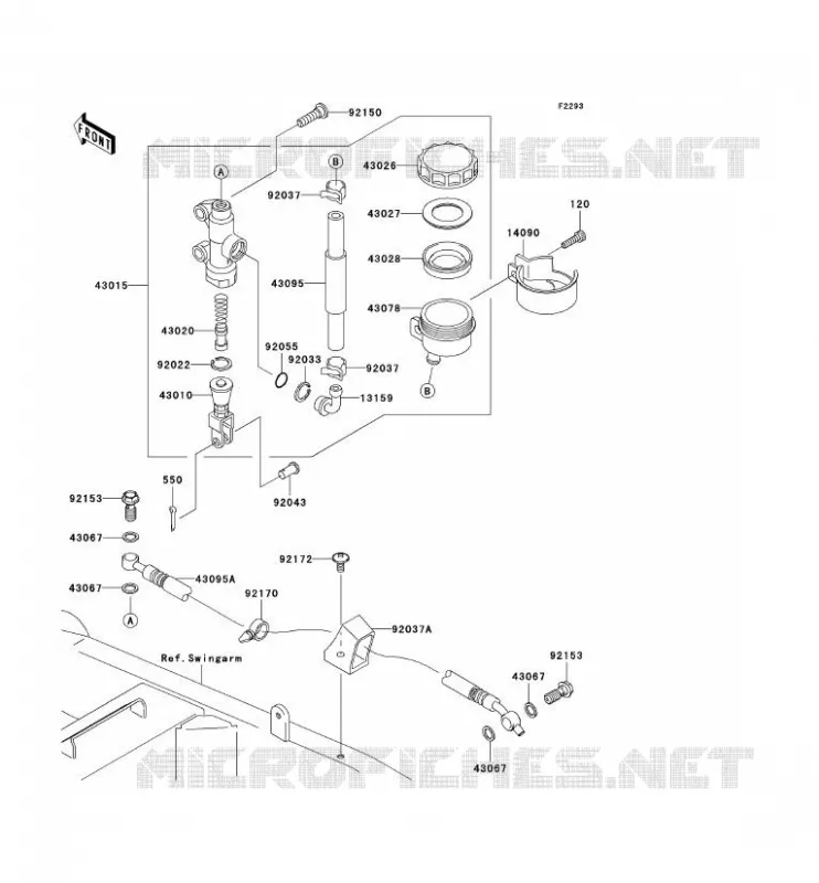 MAITRE CYLINDRE ARRI&Egrave;RE Kawasaki MOTOS 1000 2004 Z1000  ZR1000-A2H