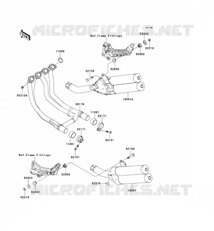 &Eacute;CHAPPEMENT Kawasaki MOTOS 1000 2005 Z1000  ZR1000-A3H