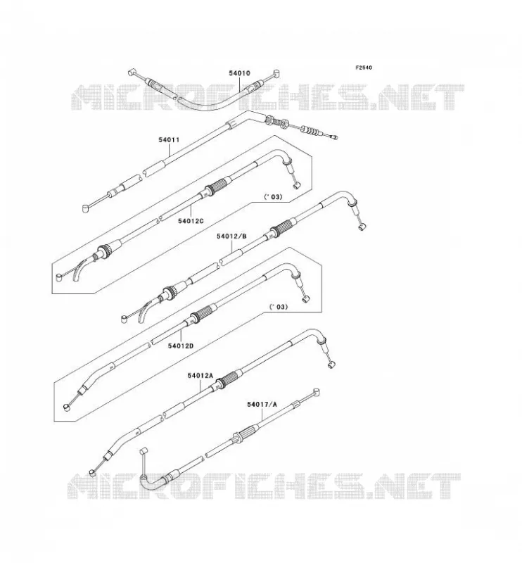CABLES Kawasaki MOTOS 1000 2005 Z1000  ZR1000-A3H