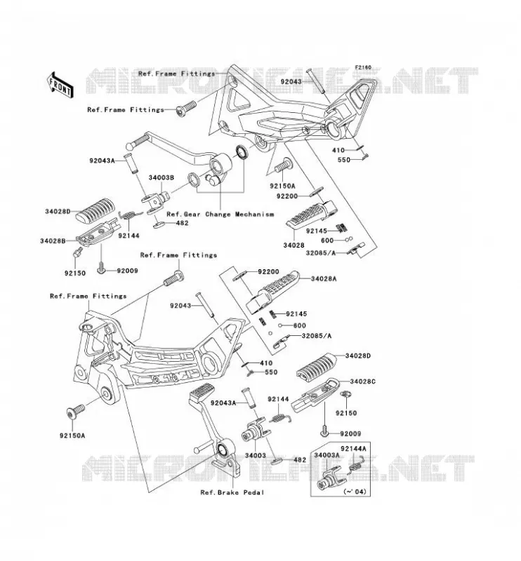 REPOSE PIED Kawasaki MOTOS 1000 2005 Z1000  ZR1000-A3H