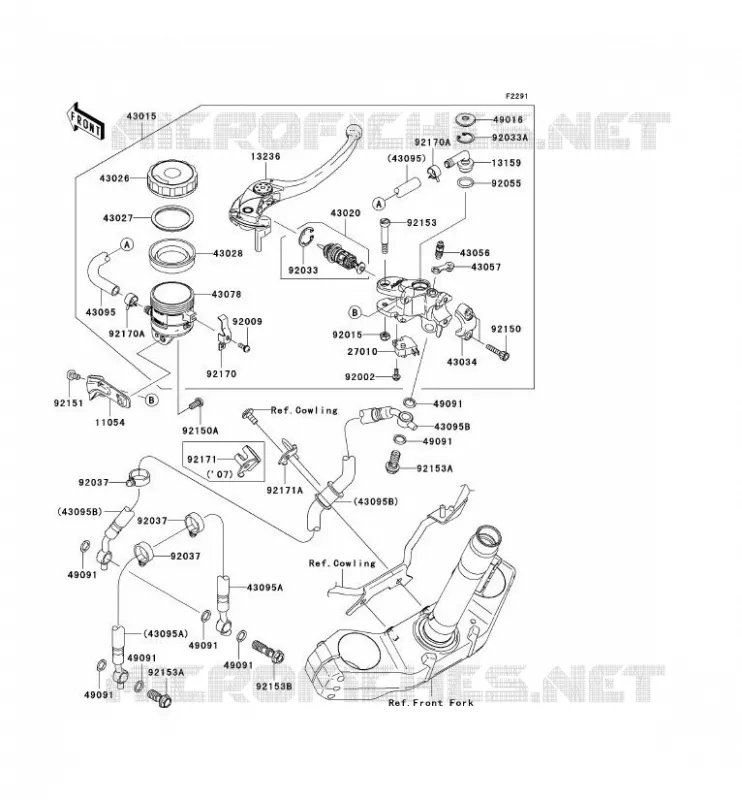 MAITRE CYLINDRE AV Kawasaki MOTOS 1000 2008 Z1000  ZR1000B8F