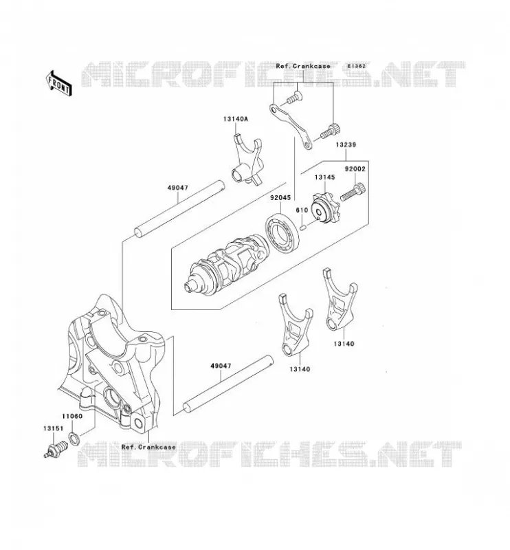 FOURCHETTE/BARRILLET DE SELECTION Kawasaki MOTOS 1000 2008 Z1000  ZR1000B8F