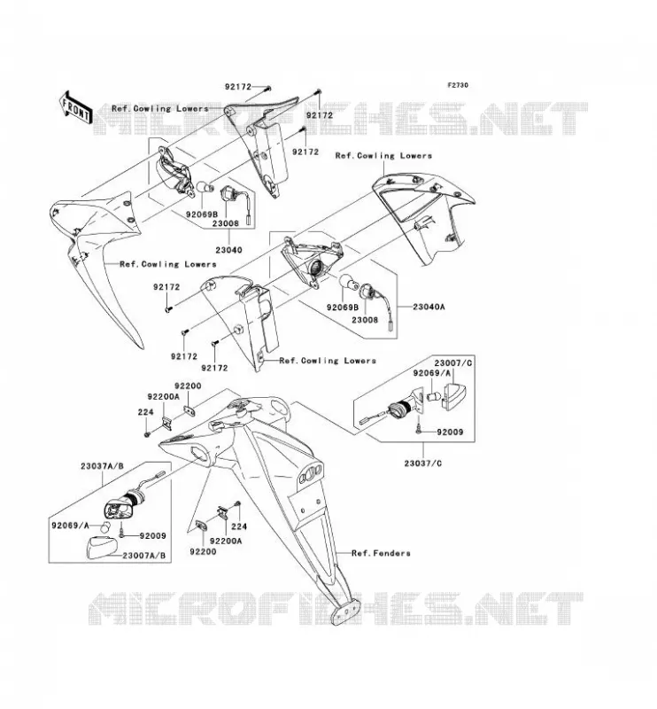 CLIGNOTANTS Kawasaki MOTOS 1000 2009 Z1000  ZR1000B9F