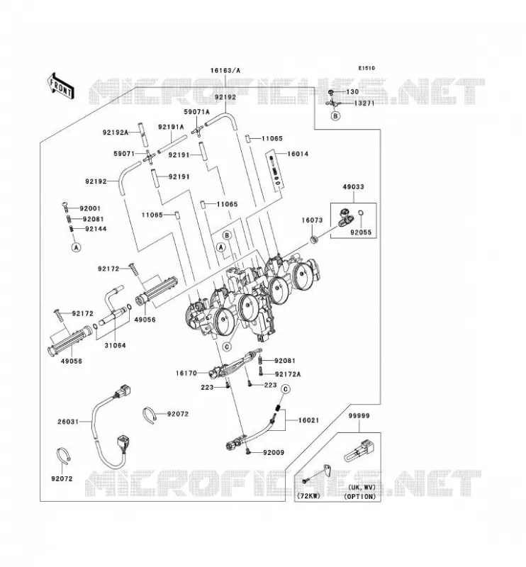 CARBU Kawasaki MOTOS 1000 2007 Z1000 ABS  ZR1000C7F