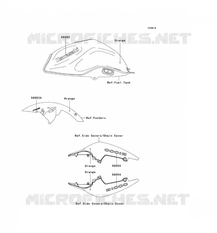 STICKER(ORANGE) Kawasaki MOTOS 1000 2007 Z1000 ABS  ZR1000C7F