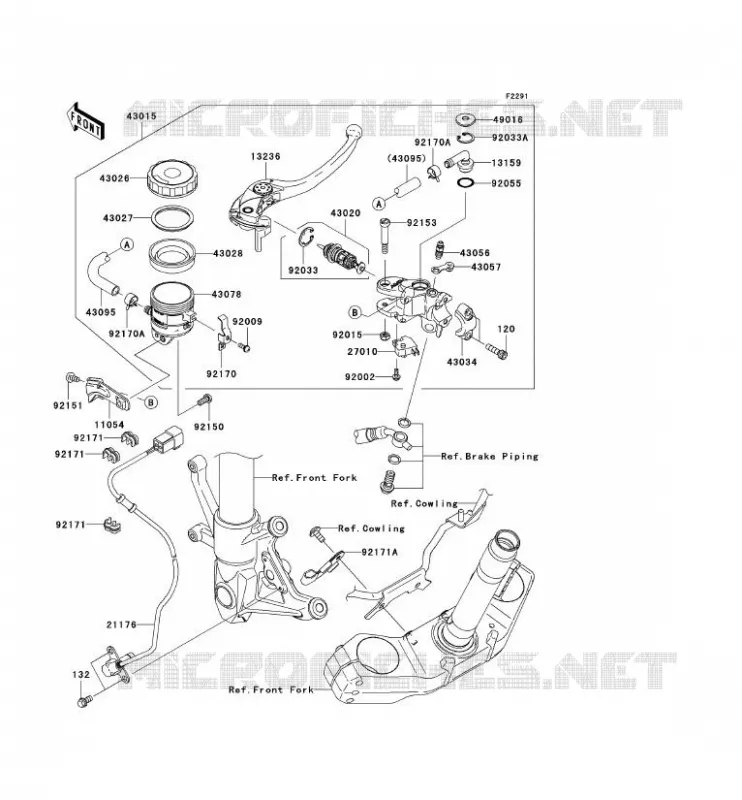 MAITRE CYLINDRE AV Kawasaki MOTOS 1000 2008 Z1000 ABS  ZR1000C8F
