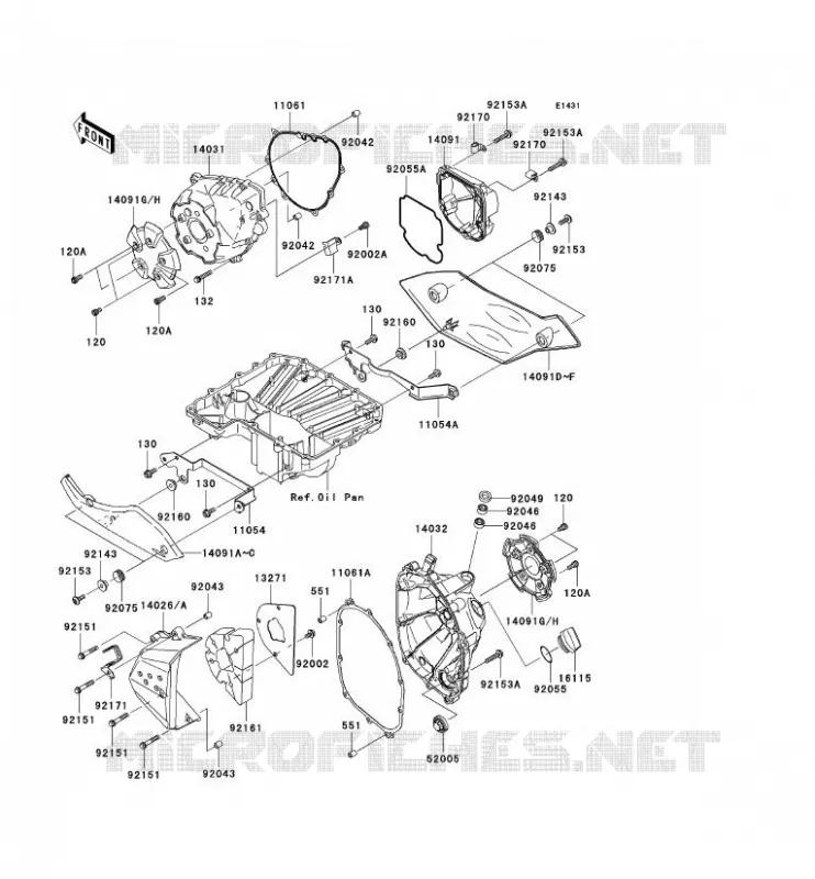COUVERCLES MOTEUR Kawasaki MOTOS 1000 2009 Z1000 ABS  ZR1000C9F