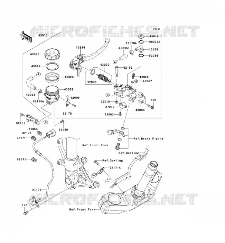 MAITRE CYLINDRE AV Kawasaki MOTOS 1000 2009 Z1000 ABS  ZR1000C9F