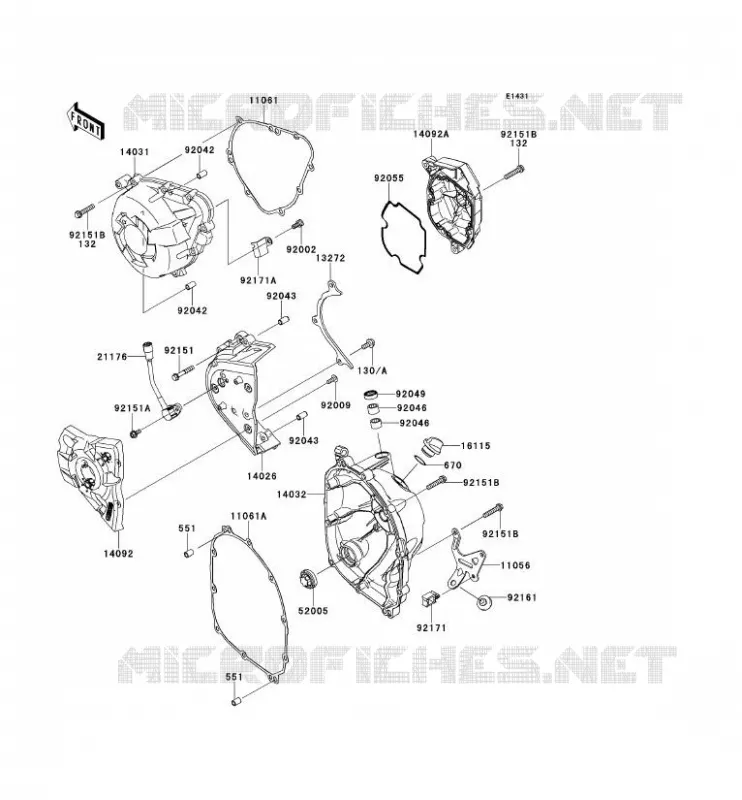 COUVERCLES MOTEUR Kawasaki MOTOS 1000 2010 Z1000  ZR1000DAF