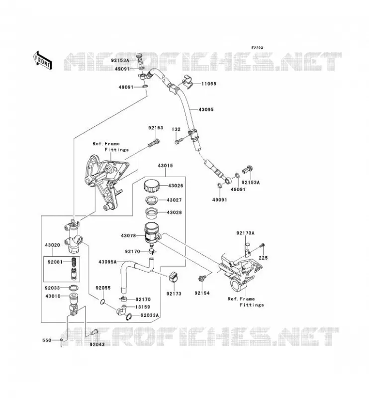 MAITRE CYLINDRE ARRI&Egrave;RE Kawasaki MOTOS 1000 2010 Z1000  ZR1000DAF