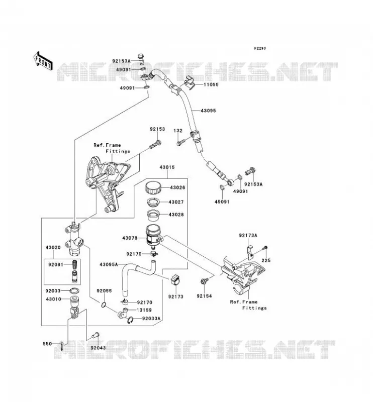 MAITRE CYLINDRE ARRI&Egrave;RE Kawasaki MOTOS 1000 2011 Z1000  ZR1000DBF