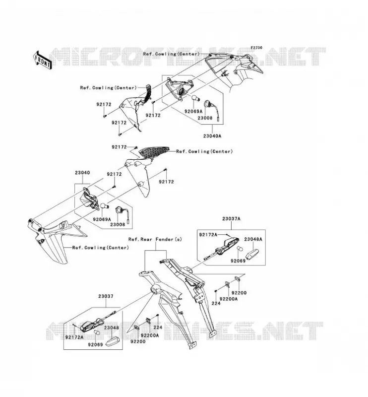 CLIGNOTANTS Kawasaki MOTOS 1000 2012 Z1000  ZR1000DCF