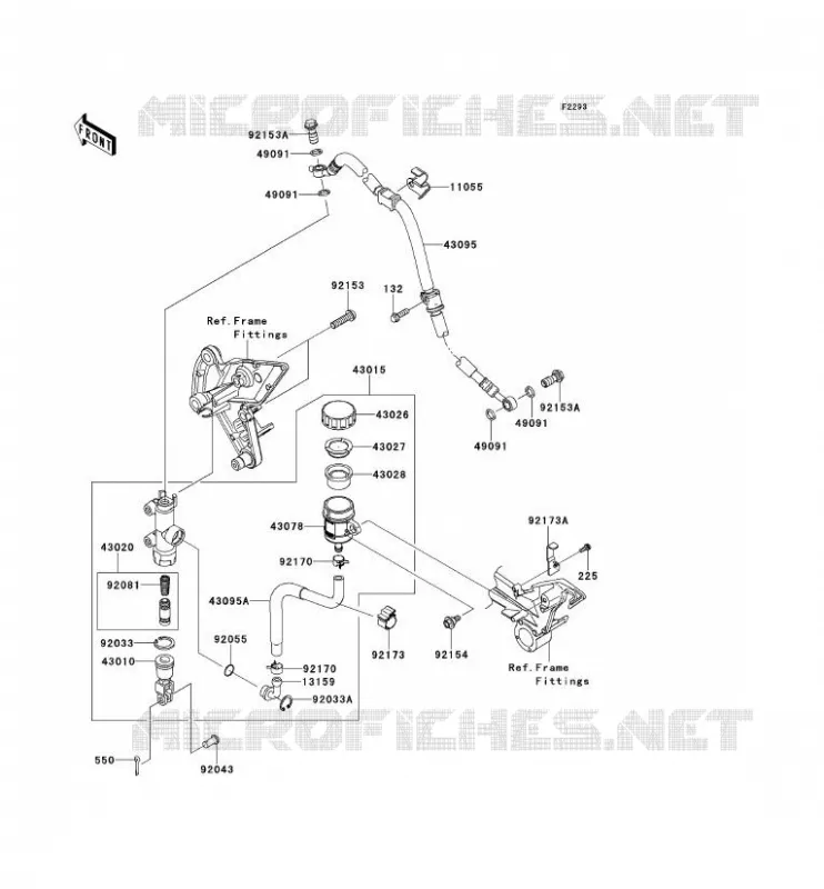 MAITRE CYLINDRE ARRI&Egrave;RE Kawasaki MOTOS 1000 2012 Z1000  ZR1000DCF