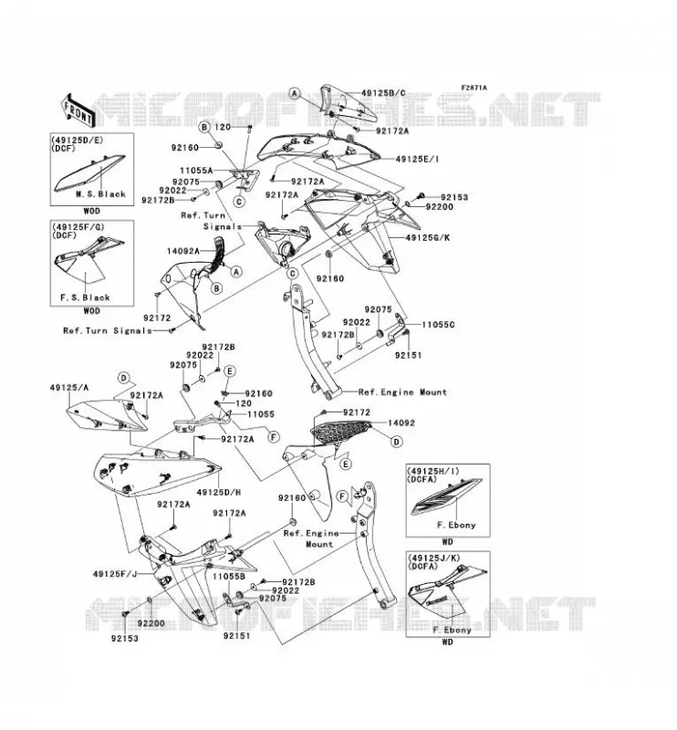 CARENAGE(CENTRALE) Kawasaki MOTOS 1000 2012 Z1000  ZR1000DCF