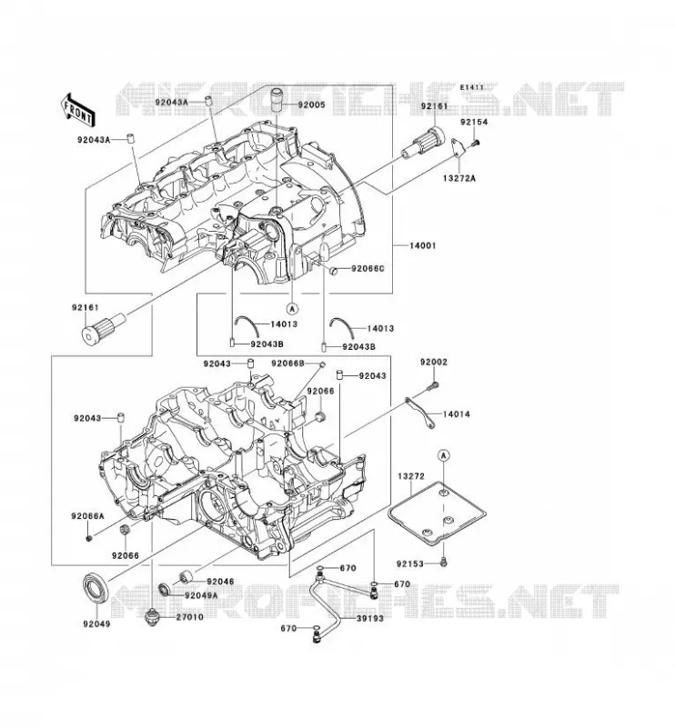 CARTER MOTEUR(S) Kawasaki MOTOS 1000 2012 Z1000  ZR1000DCF
