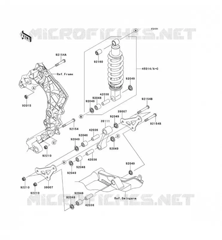SUSPENSION/AMORTISSEUR Kawasaki MOTOS 1000 2012 Z1000  ZR1000DCF