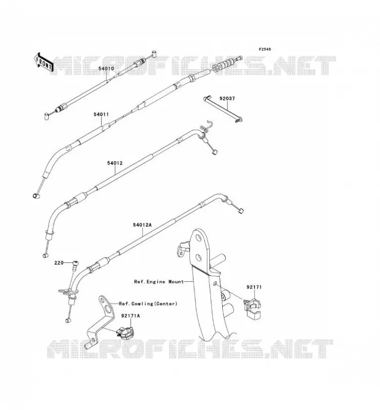 CABLES Kawasaki MOTOS 1000 2012 Z1000  ZR1000DCFA