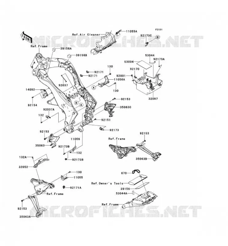 PIECE DE CADRE (COUVERTURE) Kawasaki MOTOS 1000 2013 Z1000  ZR1000DDF