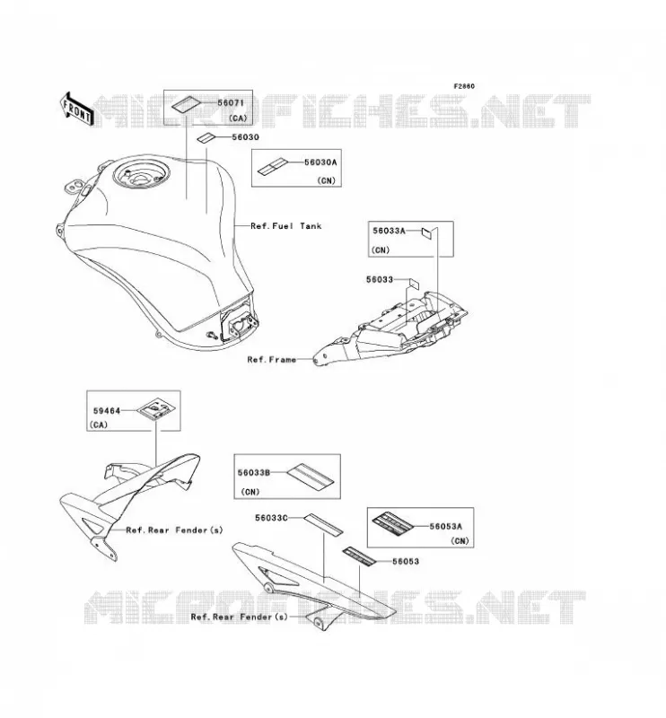 LABEL Kawasaki MOTOS 1000 2013 Z1000  ZR1000DDFA