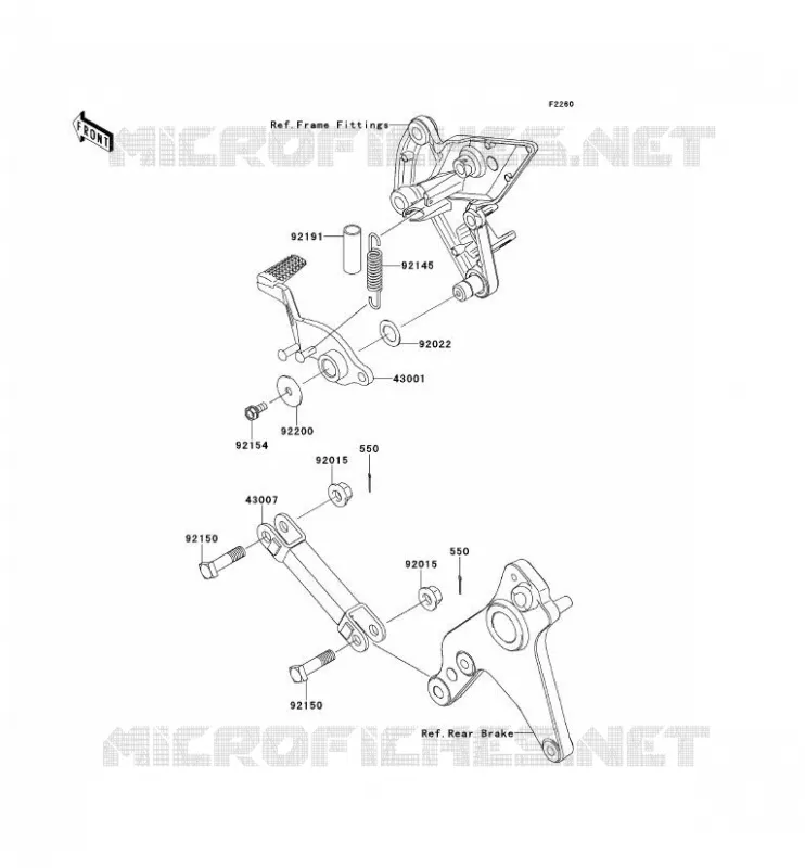 PEDALE DE FREIN Kawasaki MOTOS 1000 2010 Z1000 ABS  ZR1000EAF