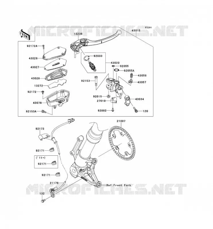 MAITRE CYLINDRE AV Kawasaki MOTOS 1000 2010 Z1000 ABS  ZR1000EAF