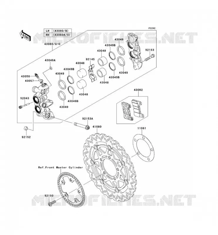 FREIN AVANT Kawasaki MOTOS 1000 2010 Z1000 ABS  ZR1000EAF