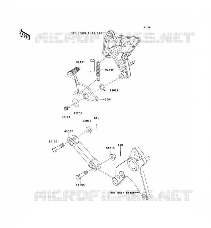 PEDALE DE FREIN Kawasaki MOTOS 1000 2010 Z1000 ABS  ZR1000EAF