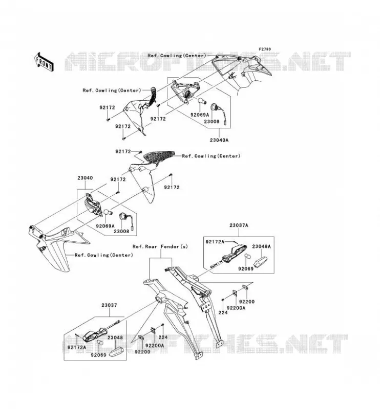 CLIGNOTANTS Kawasaki MOTOS 1000 2011 Z1000 ABS  ZR1000EBF