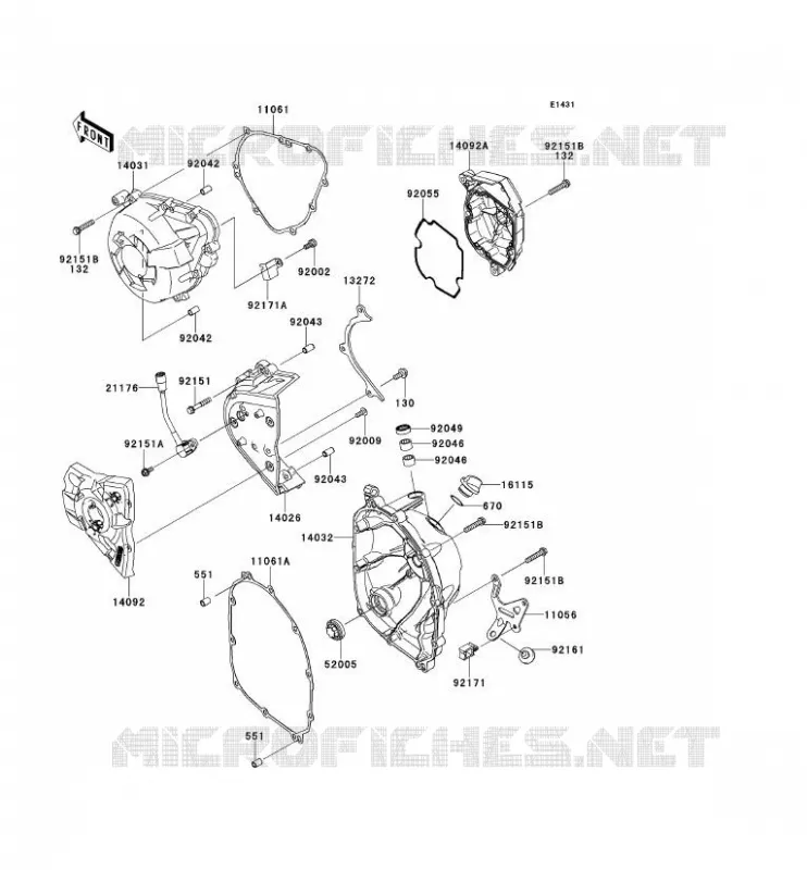 COUVERCLES MOTEUR Kawasaki MOTOS 1000 2012 Z1000 ABS  ZR1000ECFA