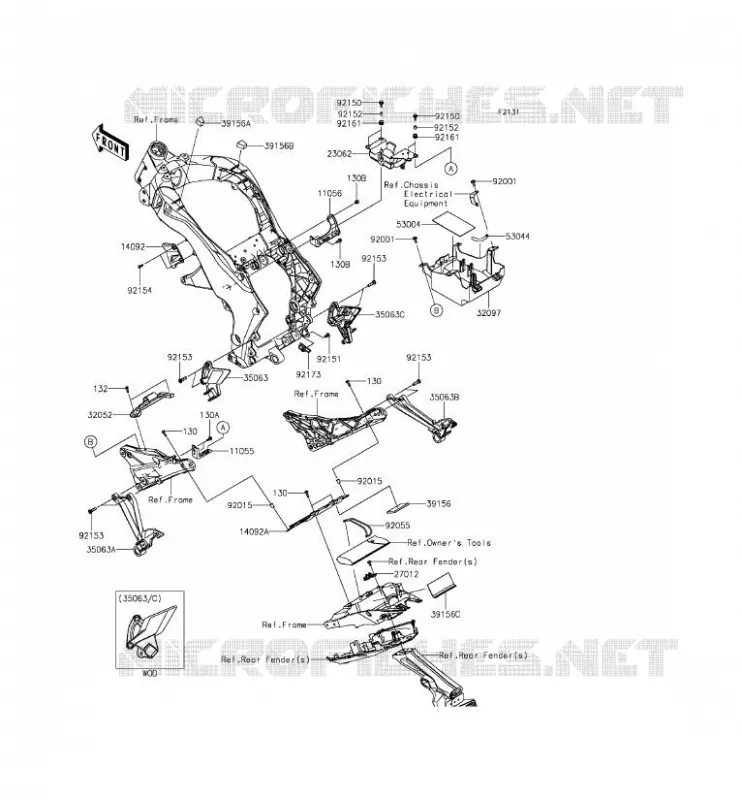 PIECE DE CADRE (COUVERTURE) Kawasaki MOTOS 1000 2015 Z1000  ZR1000FFF