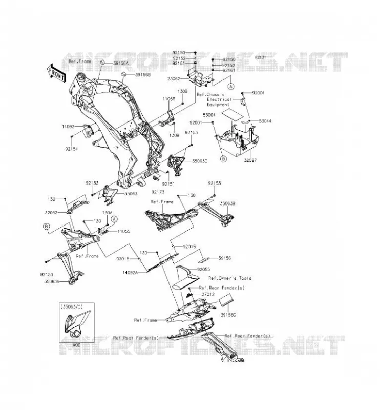 PIECE DE CADRE (COUVERTURE) Kawasaki MOTOS 1000 2014 Z1000 ABS  ZR1000GEF