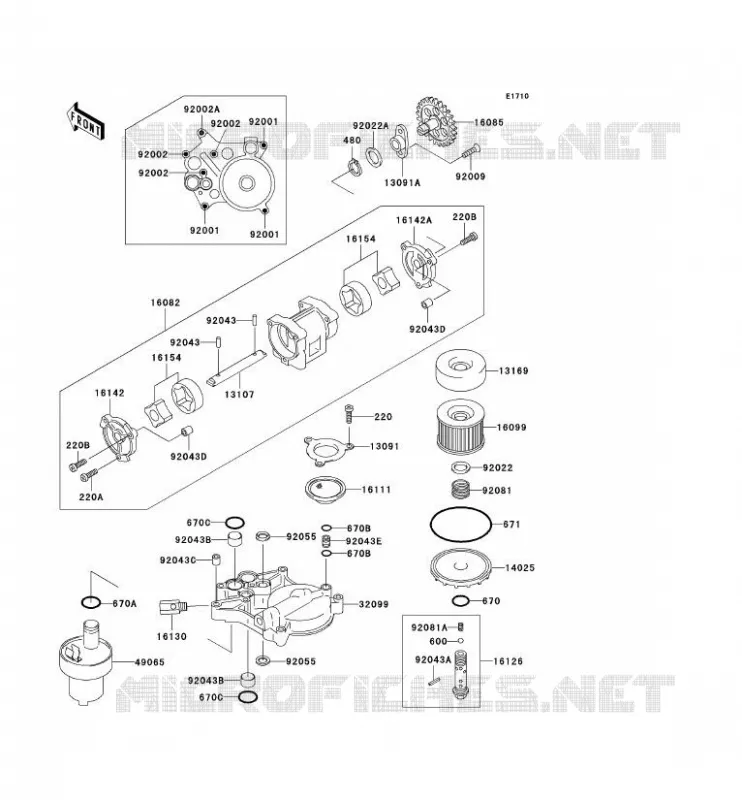 POMPE A HUILE/FILTRE &Agrave; HUILE Kawasaki MOTOS 1100 1993 ZEPHYR 1100  ZR1100-A2