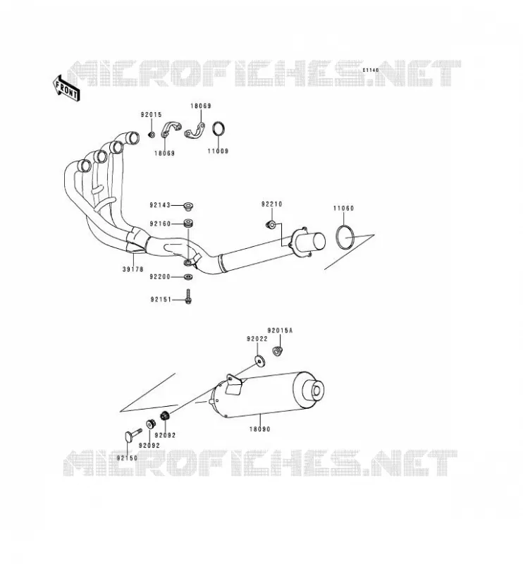 &Eacute;CHAPPEMENT Kawasaki MOTOS 1100 2000 ZRX1100  ZR1100-C4