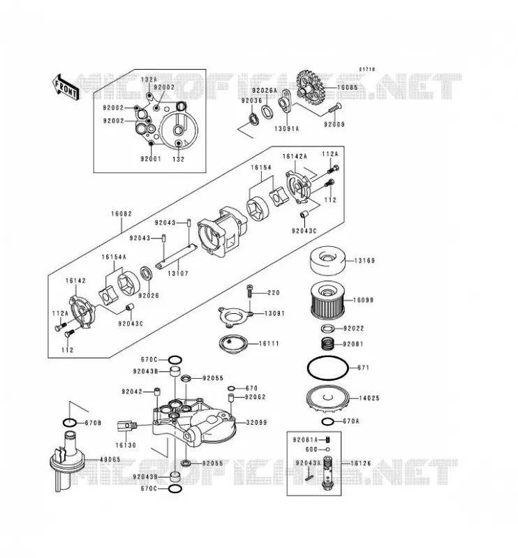 POMPE A HUILE/FILTRE &Agrave; HUILE Kawasaki MOTOS 1100 2000 ZRX1100  ZR1100-C4