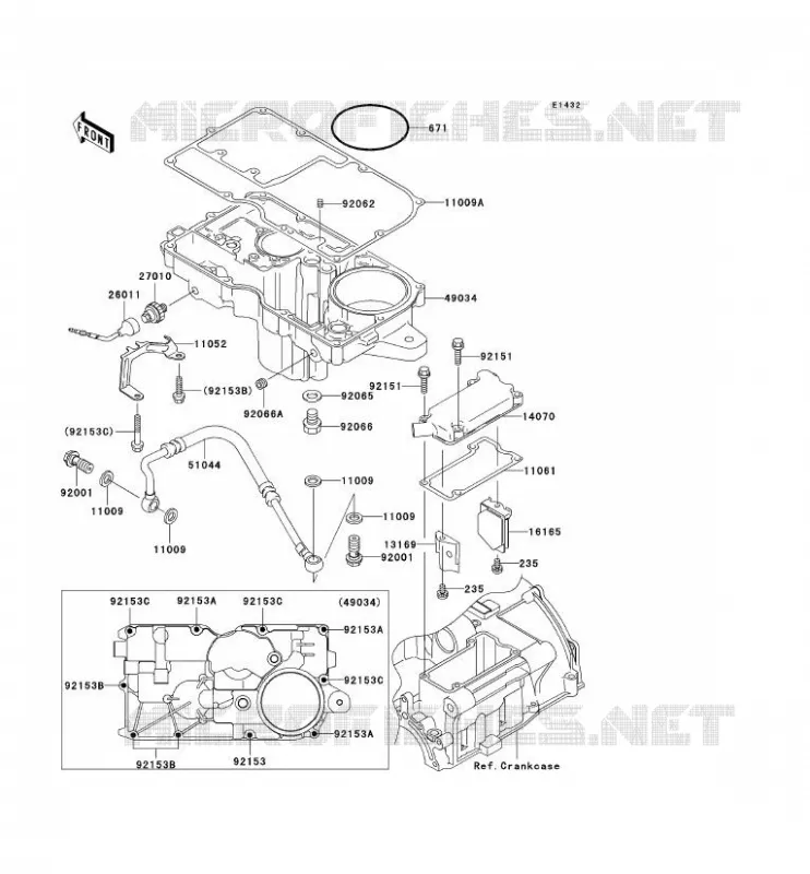 COUVERCLE RENIFLARD/CARTER D'HUILE Kawasaki MOTOS 1200 2001 ZRX1200R  ZR1200-A1P