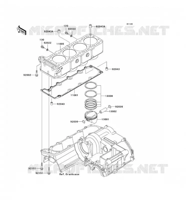 CYLINDRE/PISTON Kawasaki MOTOS 1200 2003 ZRX1200R  ZR1200-A3