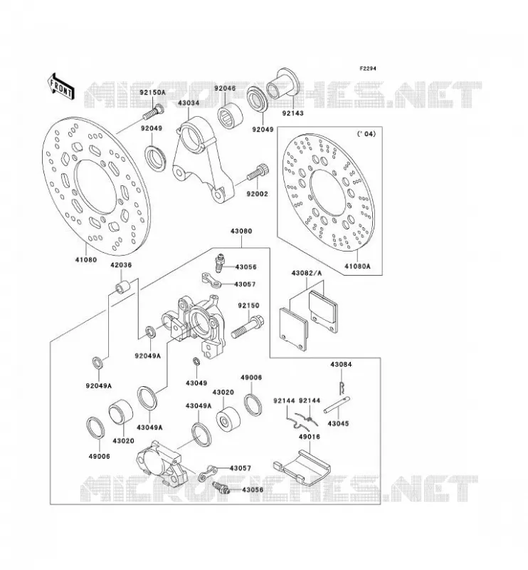 FREIN ARRIERE Kawasaki MOTOS 1200 2004 ZRX1200R  ZR1200-A4
