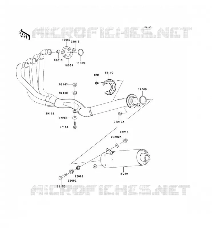 &Eacute;CHAPPEMENT Kawasaki MOTOS 1200 2003 ZRX1200S  ZR1200-B3P