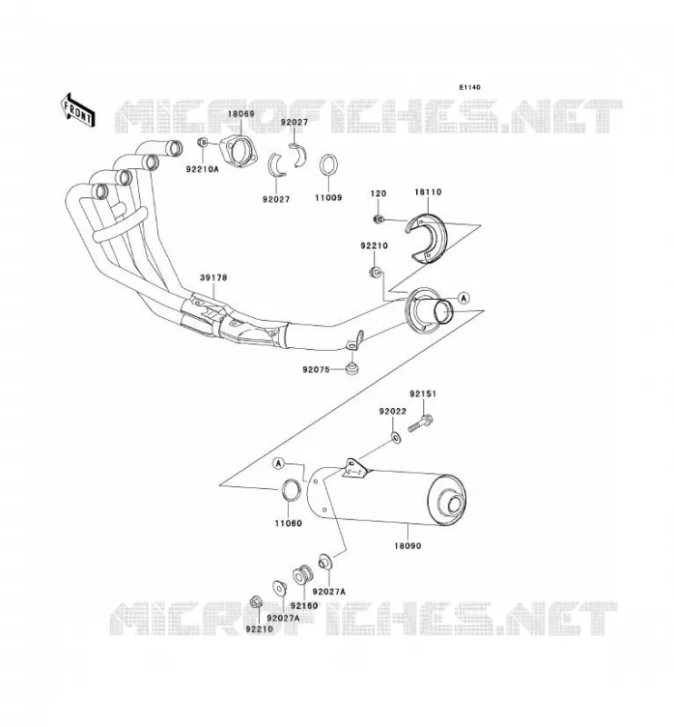 &Eacute;CHAPPEMENT Kawasaki MOTOS 750 2005 ZR-7S  ZR750-H5