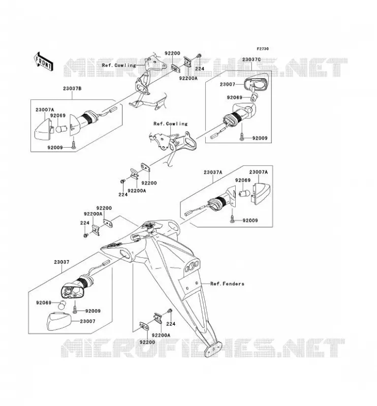 CLIGNOTANTS Kawasaki MOTOS 750 2012 Z750 ABS  ZR750MCF
