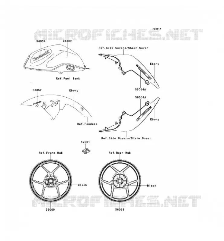 STICKER(EBONY)(PBF/PCF) Kawasaki MOTOS 750 2012 Z750R ABS  ZR750PCF