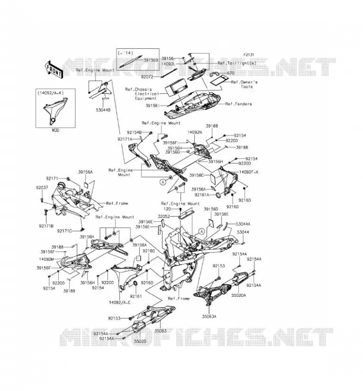 PIECE DE CADRE (COUVERTURE) Kawasaki MOTOS 800 2013 Z800  ZR800ADS