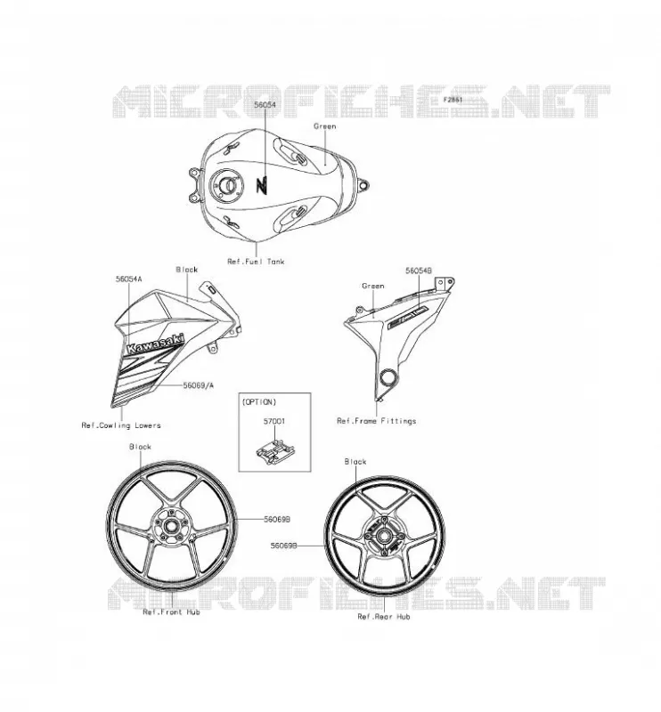 STICKER(GREEN) Kawasaki MOTOS 800 2013 Z800  ZR800ADS