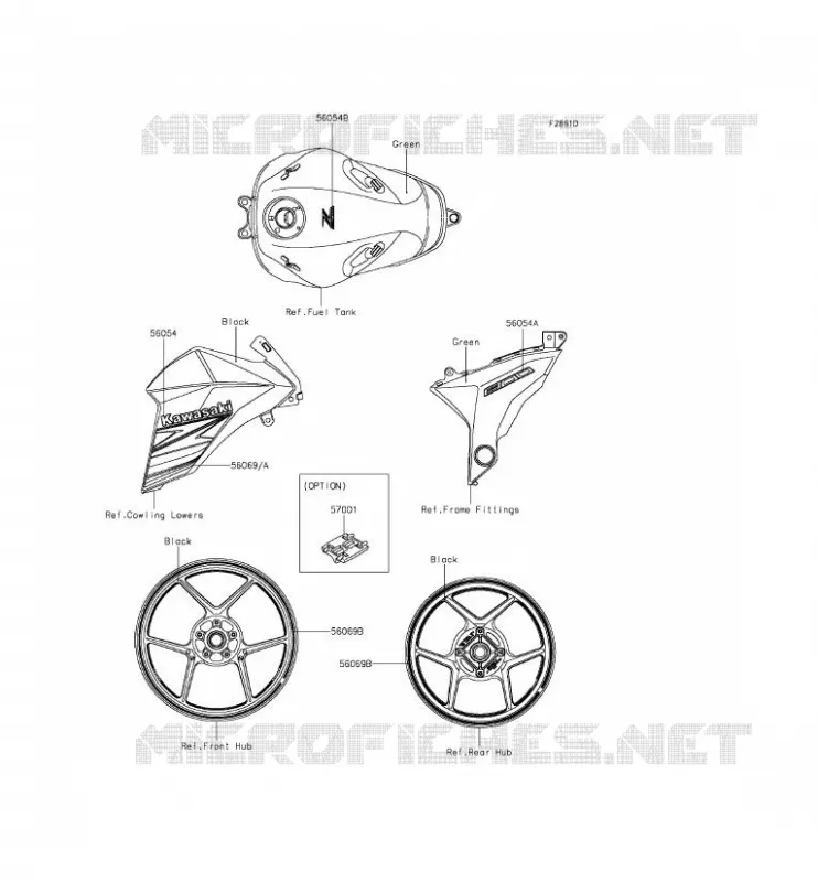 STICKER(GREEN) Kawasaki MOTOS 800 2014 Z800  ZR800AEF