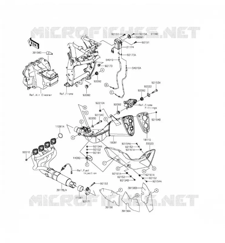 &Eacute;CHAPPEMENT Kawasaki MOTOS 800 2014 Z800  ZR800AEF